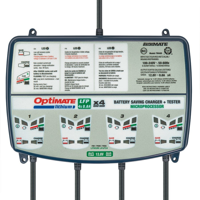 OptiMATE TM-485 LITHIUM Series 8-Step 12.8V 0.8A Sealed Battery Saving Charger & Maintainer x4