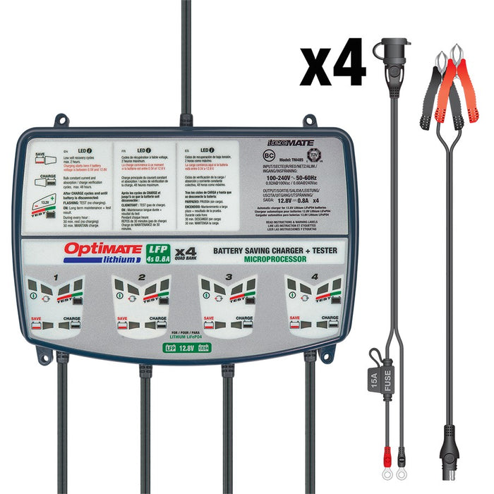 OptiMATE TM-485 LITHIUM Series 8-Step 12.8V 0.8A Sealed Battery Saving Charger & Maintainer x4