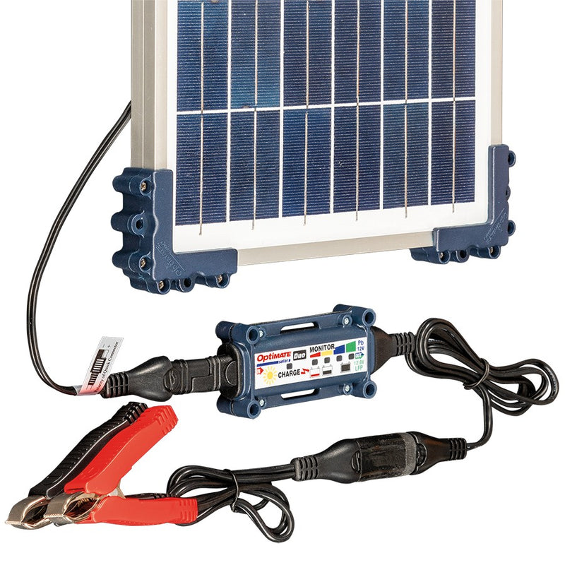 OptiMATE TM-522-D1 Solar Duo + 10W Solar Panel - 6-Step 12V / 12.8V 0.83A Sealed Solar Battery Saving Charger & Maintainer