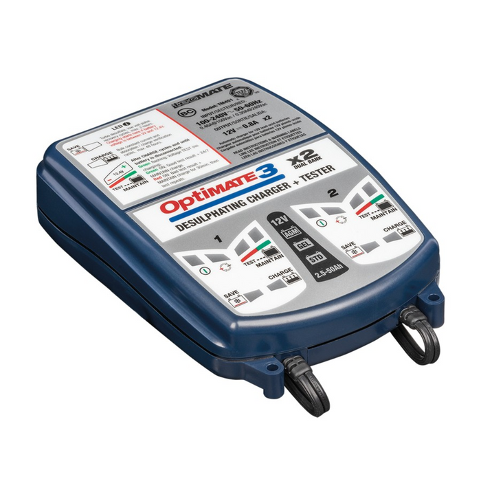 OptiMATE 3 Dual Bank, TM-451, 7-step 2x12V 0.8A Sealed Battery Saving Charger & Maintainer