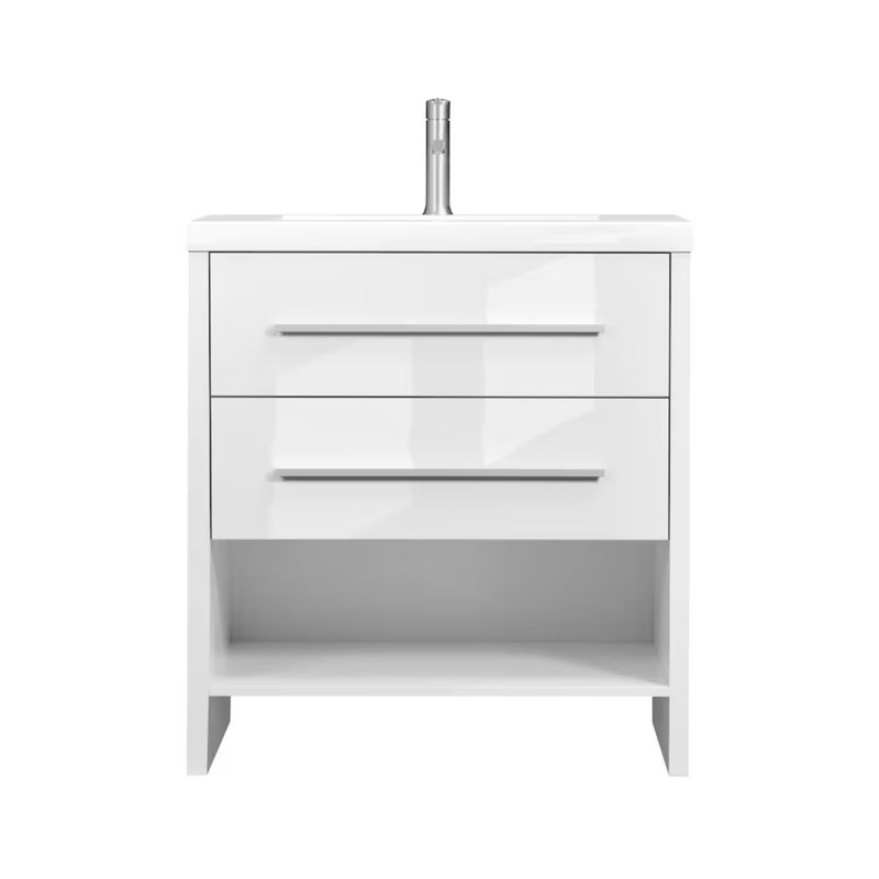 Luxo Marbre RELAX Freestanding 31 inch Vanity, 2 Drawers, 1 Open Shelf, with Sink MAG 3122-1-107S