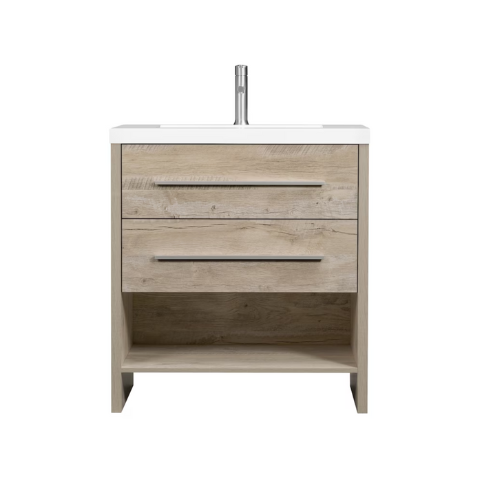 Luxo Marbre RELAX Free-Standing 31 inch Vanity, 2 Drawers, 1 Open Shelf, with Sink MAG 3122-1-107S