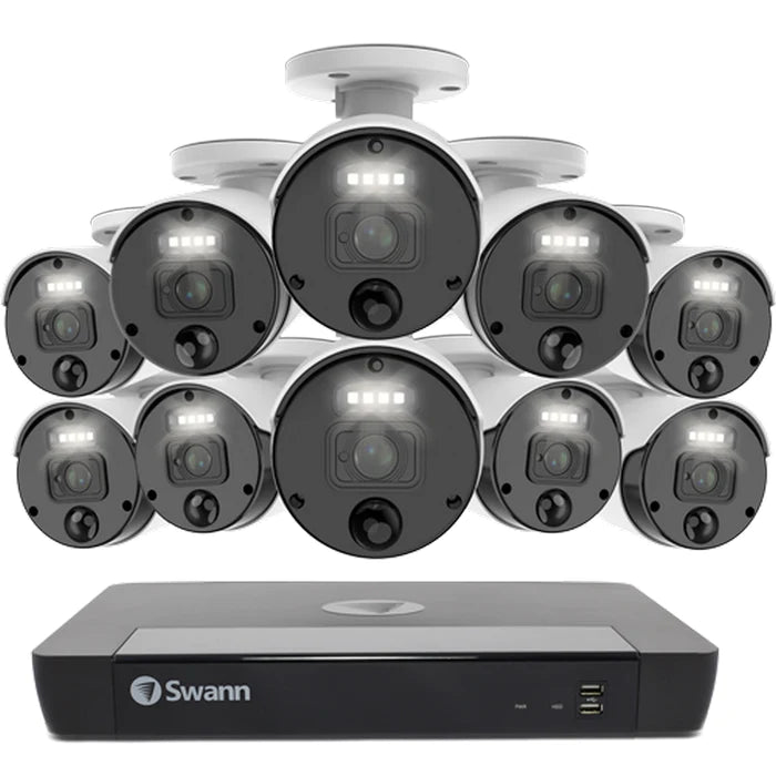 Swann Master 4K Ultra HD 16 Channel 2TB Hard Drive NVR Security System with 10 x 4K IP Cameras, SONVK-1676810