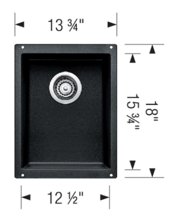 Blanco PRECIS U Bar Single Bowl SILGRANIT Undermount Bar Sink