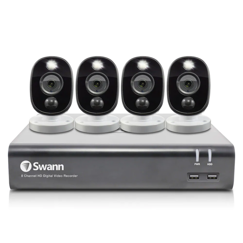 Swann 1080p HD 8 Channel 1TB Hard Drive DVR Security System 4 x 1080p PIR Security Cameras (PRO-1080MSFB), SWDVK-845804WL