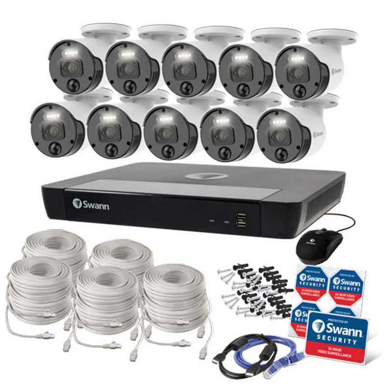 Swann Master 4K Ultra HD 16 Channel 2TB Hard Drive NVR Security System with 10 x 4K IP Cameras, SONVK-1676810