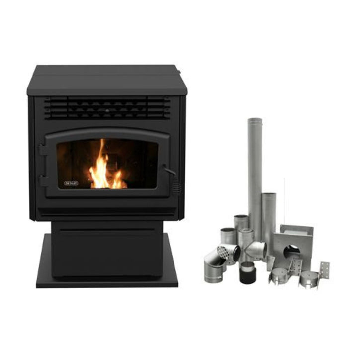 Drolet Eco-55 Pellet Stove with 3" Ground Floor Kit DP00070KVG