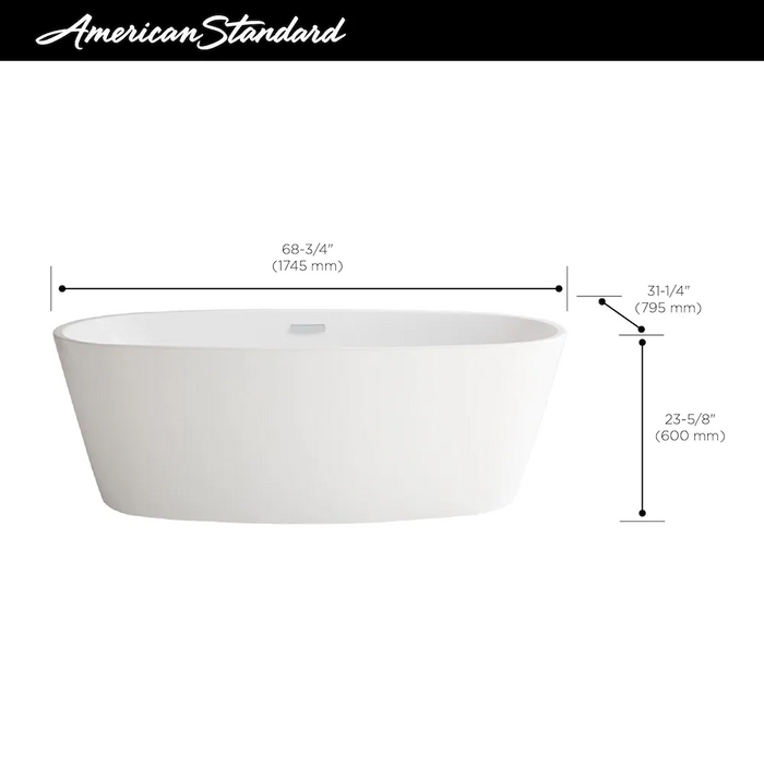 American Standard Coastal - Serin 68 x 31-Inch Freestanding Bathtub Center Drain With Integrated