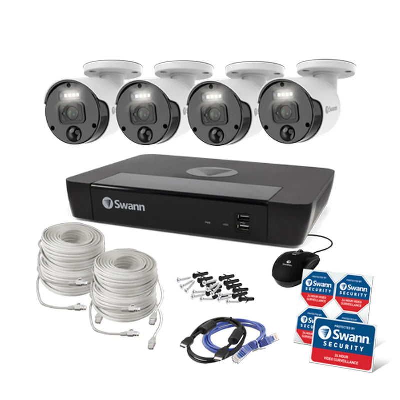 Swann Master 4K Ultra HD 8 Channel 2TB Hard Drive NVR Security System with 4 Spotlight IP Security Cameras ,SONVK-876804
